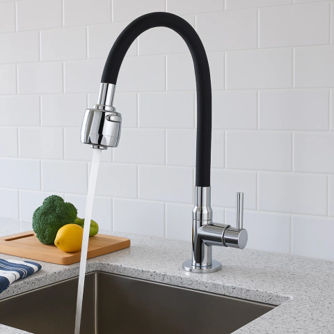 TORNEIRA DE COZINHA COM BICA MOVEL MESA FLEX GOURMET PRETA