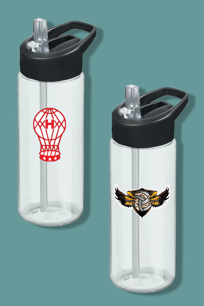 Botella transparente con logo