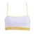 Top de algodão juvenil branco com detalhes amarelos e estampa de flores, ideal para meninas.