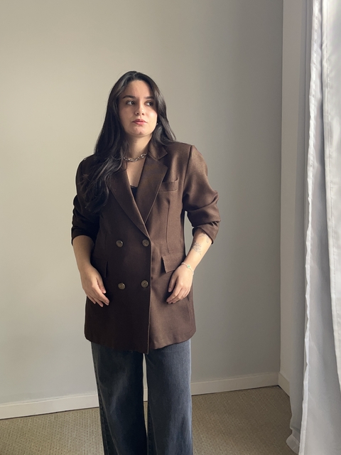 Blazer vintage alongado marrom - comprar online