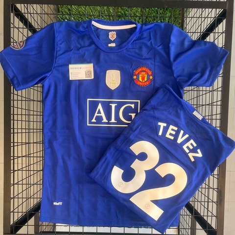 Camiseta Tevez Manchester United azul retro