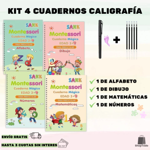 Kit 4 Cuadernos de Caligrafía Reutilizables + Regalos - comprar online