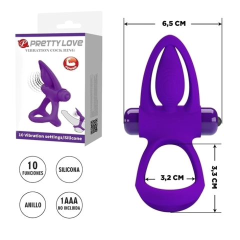 Anillo con Agarre de Testículos y Vibrador para Clítoris