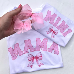 Mãe e Filha- mama mini laço ROSA - Suede na internet