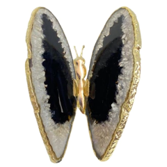 Imagem do Borboleta de ágata banhada a ouro - preta
