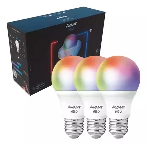 Kit 3 Lampadas Neo 10W Bivolt Avant 2.7K/6.5K/RGB Casa Inteligente