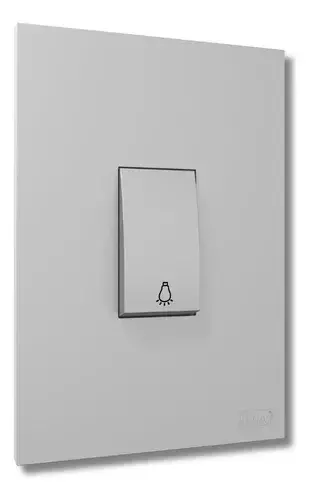 Conjunto Recta Satin Prata Pulsador de Campainha Vertical Blux
