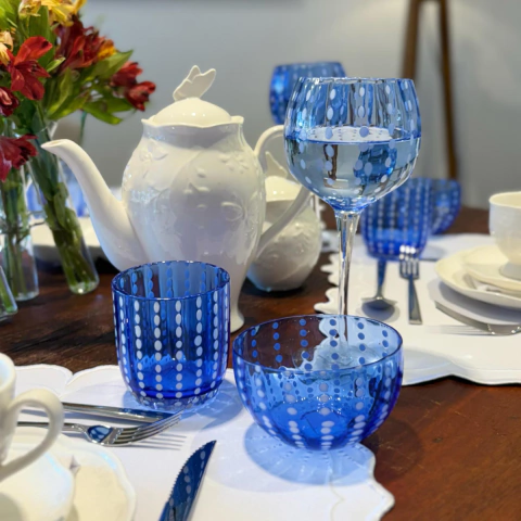 CJ. 2 BOWLS DE VIDRO ORQUÍDEA AZUL