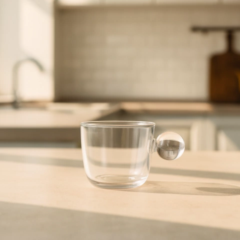 XÍCARA DE VIDRO C/ ALÇA CLEAR 120 ML
