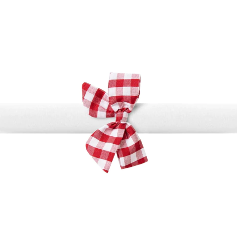 CJ. 2 ANÉIS DE GUARDANAPO LAÇO VERMELHO XADREZ