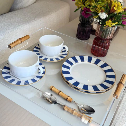 PRATO DE SOBREMESA STRIPE AZUL