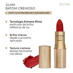 Batom Cremoso Vermelho Glam Paetê 3g na internet