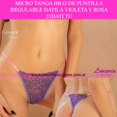 VICTORIA COSSY MICRO TANGA HILO DE PUNTILLA REGULABLE DATILA VIOLETA Y ROSA 21DATI TU