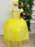 Vestido Vila Lele Longo Jardim Encantado Borboletas Amarelo
