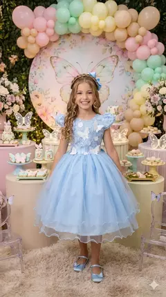 Vestido Marie Jardim Encantado Azul Bebê - comprar online