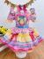 Vestido Infantil Junino Caipira Rosa Amarelo Colorido Estampado - comprar online