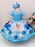 Vestido Infantil Azul Frozen Elsa Gelo Cinto Pérola - comprar online