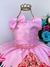 Vestido Infantil Minnie Rosa Floral Luxo Com Laço na internet