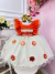 Vestido Infantil Moana Laranja C/ Apliques Flores Festas - comprar online