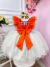 Vestido Infantil Moana Laranja C/ Apliques Flores Festas - TUTTI BABY & KIDS - Roupa Social Infantil 