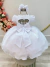 Vestido Infantil Branco Busto Nervura Strass Daminhas (3555BR) - comprar online