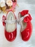Sapatilha Vermelho Verniz Aplique de Lacinho e Tiras C/ Strass
