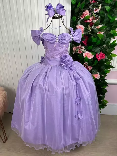 Vestido Marie Longo Manga Princesa Lilas - comprar online