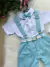 Conjunto Miss Cherry Gustavo Suspensório Shorts Azul Bebe na internet