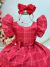 Vestido Infantil Vermelho Listras Brancas Festas Luxo - comprar online