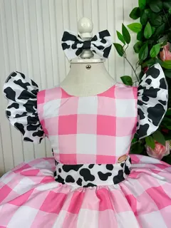 Imagem do Vestido Tematicos Kids Fazendinha Rosa Vaquinha