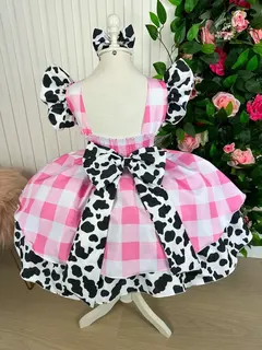 Vestido Tematicos Kids Fazendinha Rosa Vaquinha - comprar online
