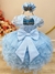 Vestido Infantil Azul Claro Jardim Encantado Saia C/ Babados - TUTTI BABY & KIDS - Roupa Social Infantil 