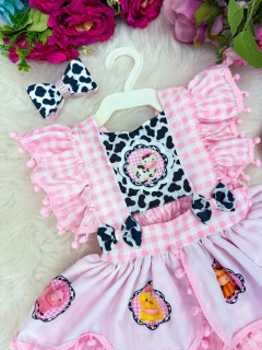 Romper/Vestido Princesa Belli Temático Fazendinha - Coroa Encantada - Roupa Social Infantil