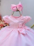 Vestido Infantil Bebê Rosa C/ Pérolas e Broche Laço Batizados - comprar online