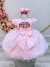 Vestido Infantil Bebê Rosa C/ Pérolas e Broche Laço Batizados na internet