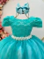 Vestido Infantil Verde Tule Renda Longo Dama Luxo Casamento - comprar online