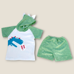 CONJUNTO DINO REMERA CAPUCHA Y SHORT