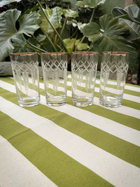 Copos de cristal lapitado - set com 4