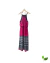 Vestido Longo Rosa e Preto Listrado Sacada