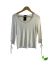 Blusinha de Malha Branca Detalhes Marrom Manga Gregory