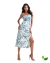 Vestido Longo Verde e Azul Estampa Losango Sacada - comprar online