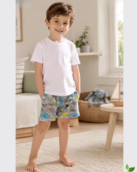Shorts Tactel Cinza Estampado