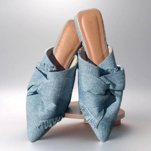 Sapato Salto Baixo Mule Jeans Satinato (NOVO)