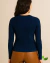 Blusinha Manga Longa Canelada Azul - comprar online