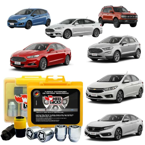 Tuercas Bulon Seguridad Antirrobo Honda City, Civic,hrv, Crv FORD: Focus - Fiesta - Fiesta KD- Mondeo - Ka - Ecosport - S-Max - Kuga / CHEVROLET: Onix