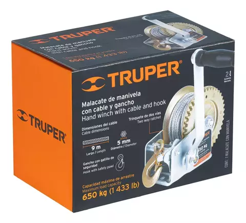 Malacate Manual 650 Kg Arrastre Cable De Acero 9 Mts Truper