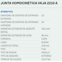 Homocinetica X2 Skf L/rueda Fiat 128 147 Uno Duna 22/20 en internet