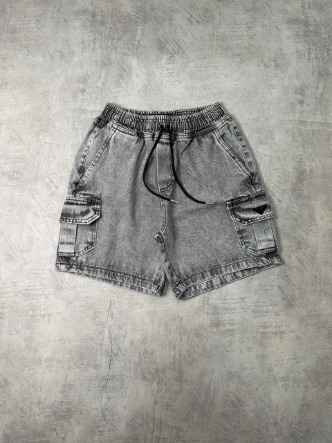BERMUDA CARGO JEANS CINZA