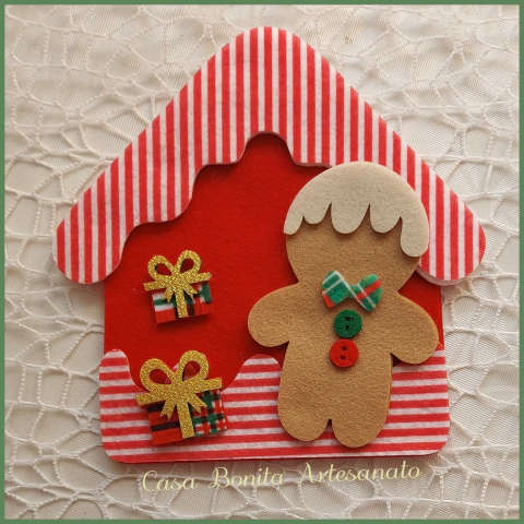 Recorte de Feltro Casinha de Natal Ginger Menino
