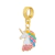 BERLOQUE UNICORNIO COM FLORES BANHADO A OURO